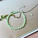 5.2mm A-Grade Natural Green Jadeite Beaded Bracelet No.190484