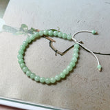 5.2mm A-Grade Natural Green Jadeite Beaded Bracelet No.190484