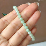 5.2mm A-Grade Natural Green Jadeite Beaded Bracelet No.190484