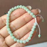 5.2mm A-Grade Natural Green Jadeite Beaded Bracelet No.190484