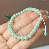 5.2mm A-Grade Natural Green Jadeite Beaded Bracelet No.190484