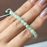 5.2mm A-Grade Natural Green Jadeite Beaded Bracelet No.190484