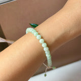 5.2mm A-Grade Natural Green Jadeite Beaded Bracelet No.190484