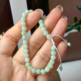 5.2mm A-Grade Natural Green Jadeite Beaded Bracelet No.190484