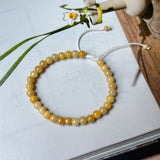 5.2mm A-Grade Natural Yellow Jadeite Beaded Bracelet No.190485