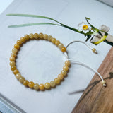 5.2mm A-Grade Natural Yellow Jadeite Beaded Bracelet No.190485