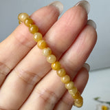 5.2mm A-Grade Natural Yellow Jadeite Beaded Bracelet No.190485