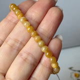 5.2mm A-Grade Natural Yellow Jadeite Beaded Bracelet No.190485