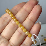 5.2mm A-Grade Natural Yellow Jadeite Beaded Bracelet No.190485