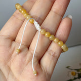 5.2mm A-Grade Natural Yellow Jadeite Beaded Bracelet No.190485