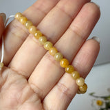 5.2mm A-Grade Natural Yellow Jadeite Beaded Bracelet No.190485