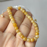5.2mm A-Grade Natural Yellow Jadeite Beaded Bracelet No.190485