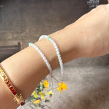 3.4mm Icy A-Grade Natural Jadeite Beaded Bracelet No.190481