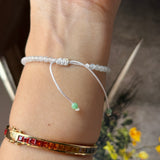 3.4mm Icy A-Grade Natural Jadeite Beaded Bracelet No.190481