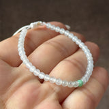 3.4mm Icy A-Grade Natural Jadeite Beaded Bracelet No.190481