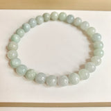 7.8mm A-Grade Natural Light Green Jadeite Bead Bracelet No.190458