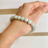 7.8mm A-Grade Natural Light Green Jadeite Bead Bracelet No.190458
