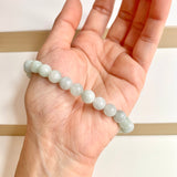 7.8mm A-Grade Natural Light Green Jadeite Bead Bracelet No.190458