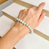 7.8mm A-Grade Natural Light Green Jadeite Bead Bracelet No.190458