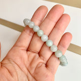 7.8mm A-Grade Natural Light Green Jadeite Bead Bracelet No.190458