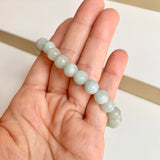 7.8mm A-Grade Natural Light Green Jadeite Bead Bracelet No.190458