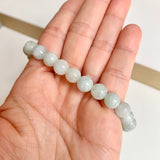 7.8mm A-Grade Natural Light Green Jadeite Bead Bracelet No.190458