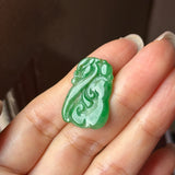 A-Grade Green Jadeite Dragon Ruyi Pendant No. 172715