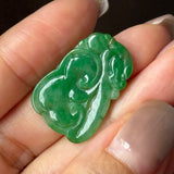 A-Grade Green Jadeite Dragon Ruyi Pendant No. 172715