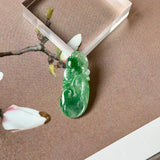 A-Grade Green Jadeite Ruyi Pendant No. 172717
