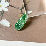 A-Grade Green Jadeite Ruyi Pendant No. 172717