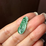 A-Grade Green Jadeite Ruyi Pendant No. 172717