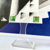 A-Grade Natural Green Jadeite Square on Square Jacket Earring Studs No.180734