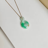 A-Grade Natural Moss On Snow Jadeite Eternity Knot No.8 Pendant No.172588