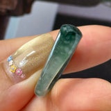 16.1mm A-Grade Natural Greenish Blue Jadeite Saddle Loaf Ring Band No.162553