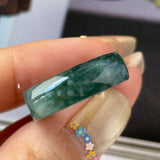 16.1mm A-Grade Natural Greenish Blue Jadeite Saddle Loaf Ring Band No.162553
