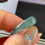 16.1mm A-Grade Natural Greenish Blue Jadeite Saddle Loaf Ring Band No.162553