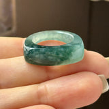 16.1mm A-Grade Natural Greenish Blue Jadeite Saddle Loaf Ring Band No.162553