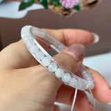 5.2mm A-Grade Natural White Jadeite Beaded Bracelet No.190483