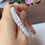 5.2mm A-Grade Natural White Jadeite Beaded Bracelet No.190483