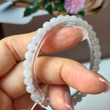 5.2mm A-Grade Natural White Jadeite Beaded Bracelet No.190483