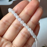 5.2mm A-Grade Natural White Jadeite Beaded Bracelet No.190483