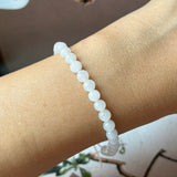 5.2mm A-Grade Natural White Jadeite Beaded Bracelet No.190483