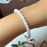 5.2mm A-Grade Natural White Jadeite Beaded Bracelet No.190483