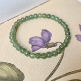 5mm A-Grade Natural Dark Green Jadeite Beaded Bracelet No.190154A