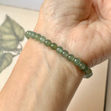 5mm A-Grade Natural Dark Green Jadeite Beaded Bracelet No.190154A
