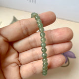 5mm A-Grade Natural Dark Green Jadeite Beaded Bracelet No.190154A