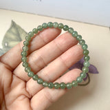 5mm A-Grade Natural Dark Green Jadeite Beaded Bracelet No.190154A