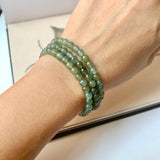 5mm A-Grade Natural Dark Green Jadeite Beaded Bracelet No.190154A