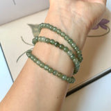 5mm A-Grade Natural Dark Green Jadeite Beaded Bracelet No.190154A