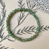 5.2mm A-Grade Natural Dark Green Jadeite Beaded Bracelet No.190149